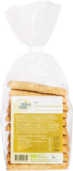 Billy's farm Speltstaafjes Amandel (175 gr)
