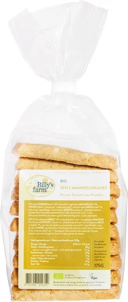 Billy's farm Speltstaafjes Amandel (175 gr)