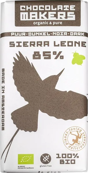 Chocolatemakers Chocoladereep Puur 85% Cacao Sierra Leone (80 gr)