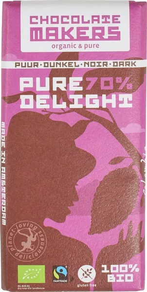 Chocolatemakers Chocoladereep Puur Delight 70% (80 gr)