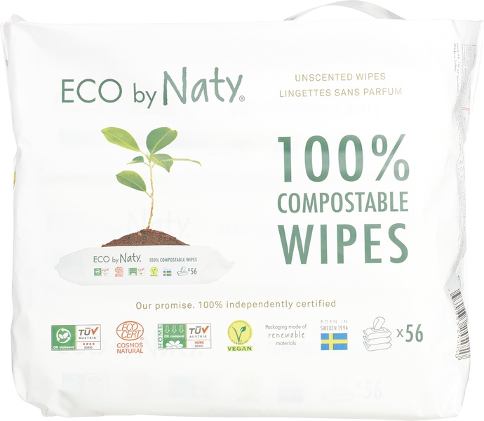 Naty Billendoekjes Composteerbaar Ongeparfumeerd (168 stuks)