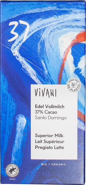 Vivani Chocolate-Bar Milk 37% Santo Domingo (100 gr)