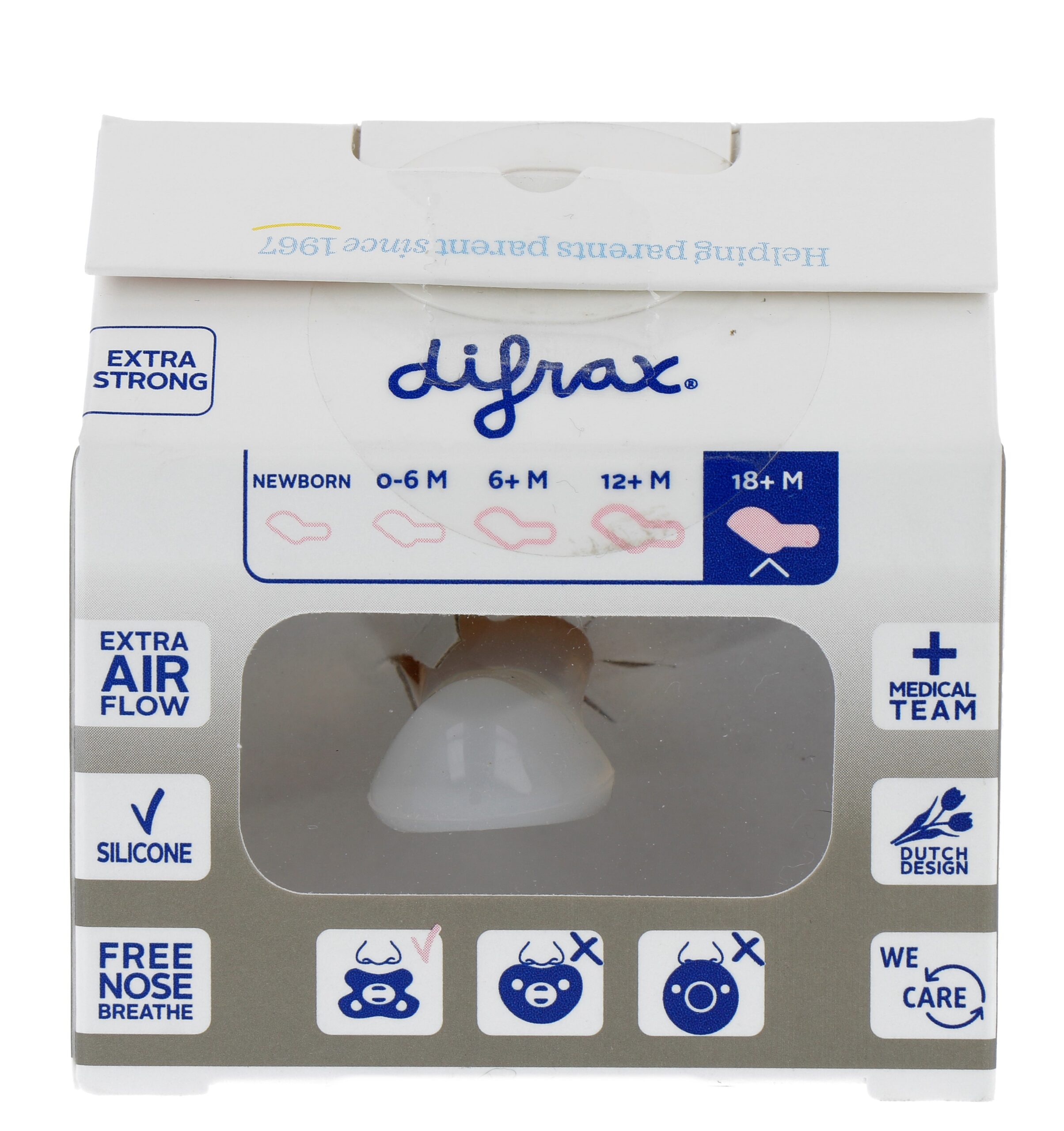 Difrax Fopspeen Dental 18 maand Geel (1 stuk)