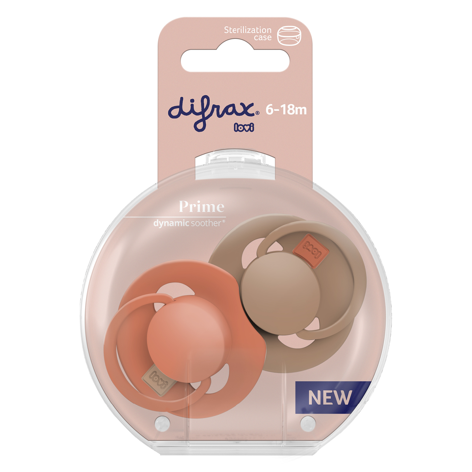 Difrax Lovi Fopspeen 6-18 maand Orange/Granola (2 stuk)