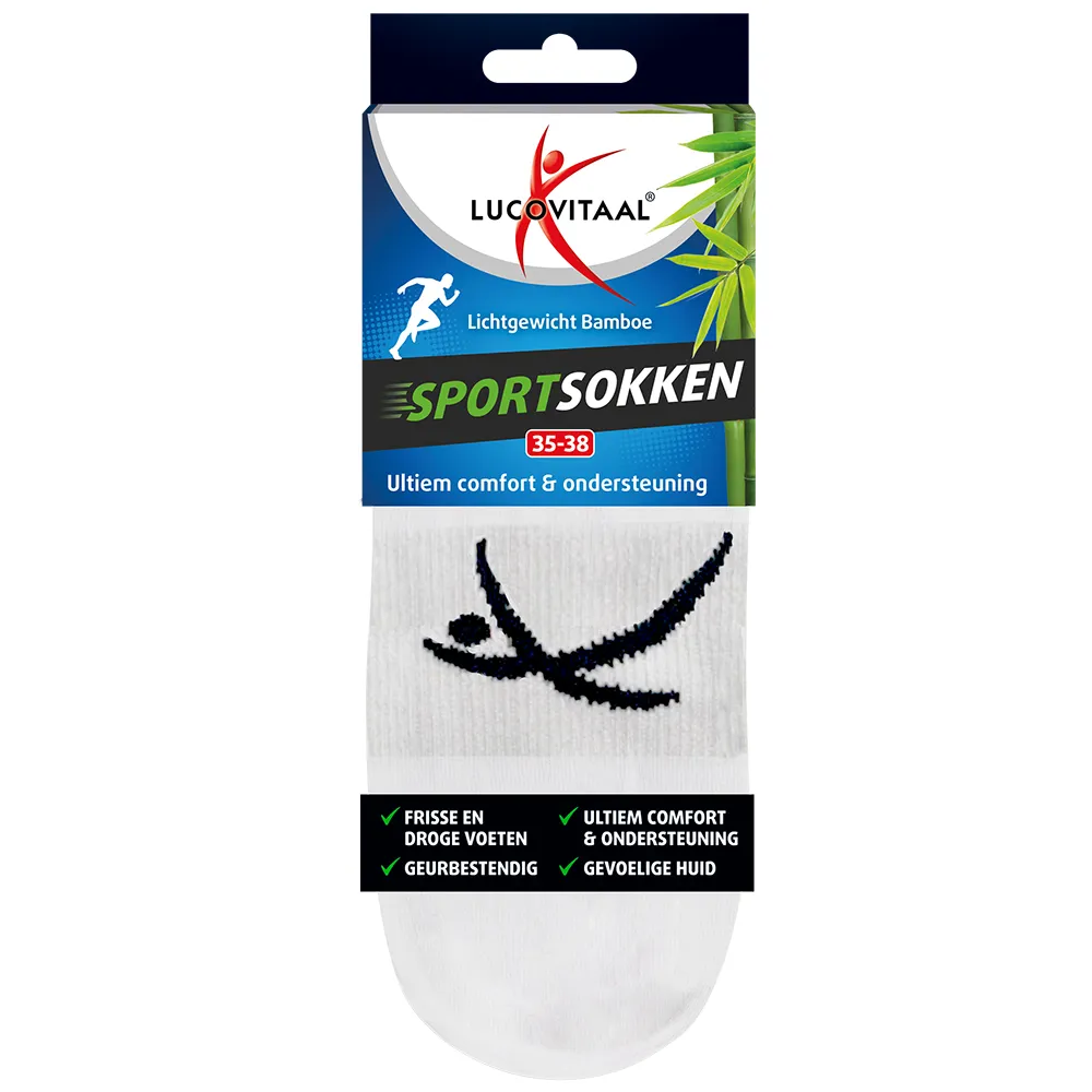 Lucovitaal Bamboe Sportsokken Wit 35-38 (1 paar)