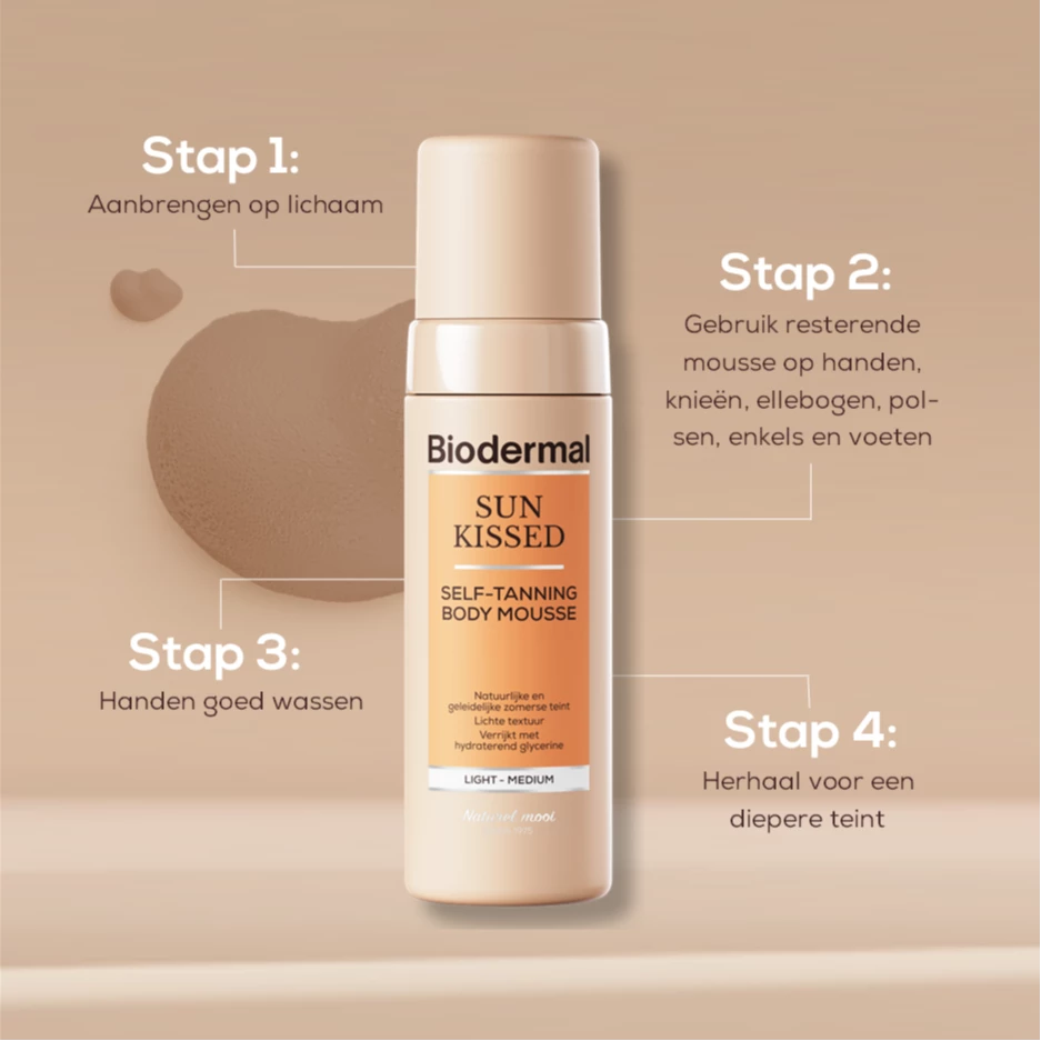 Biodermal Sun Tan Kissed Self Tanning Body Mousse (200 ml) - image 4