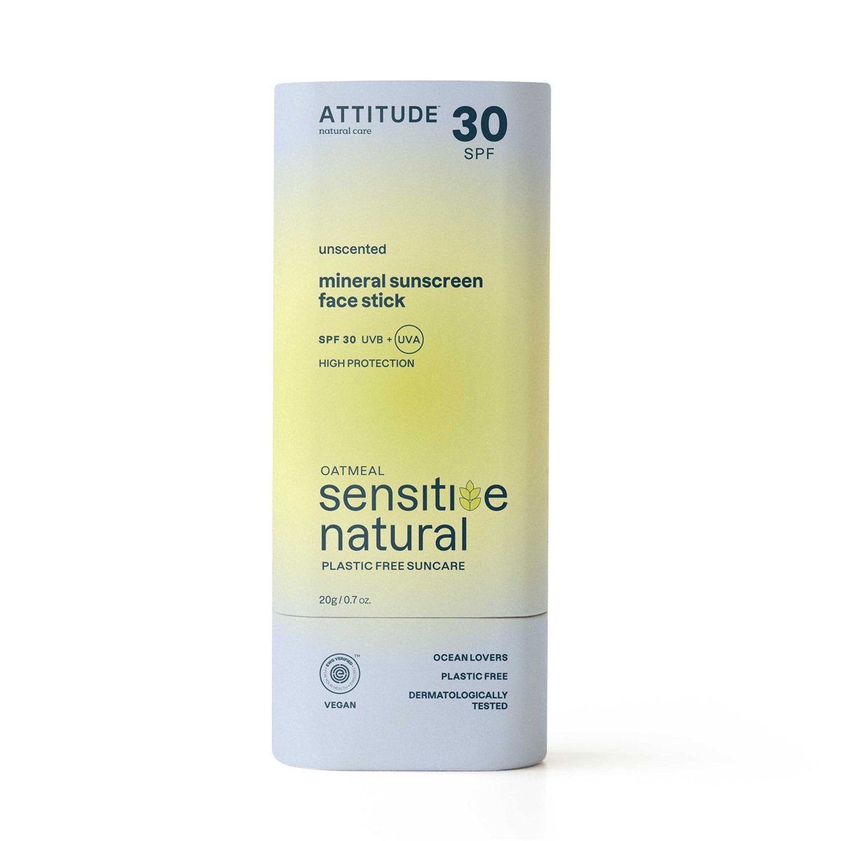 Attitude Sunly Zonnebrandstick Gezicht SPF30 Gevoelige Huid (20 gr)
