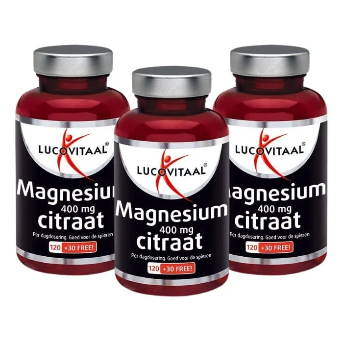 Lucovitaal Magnesium Citraat 400mg 3-pack (450 tabletten)