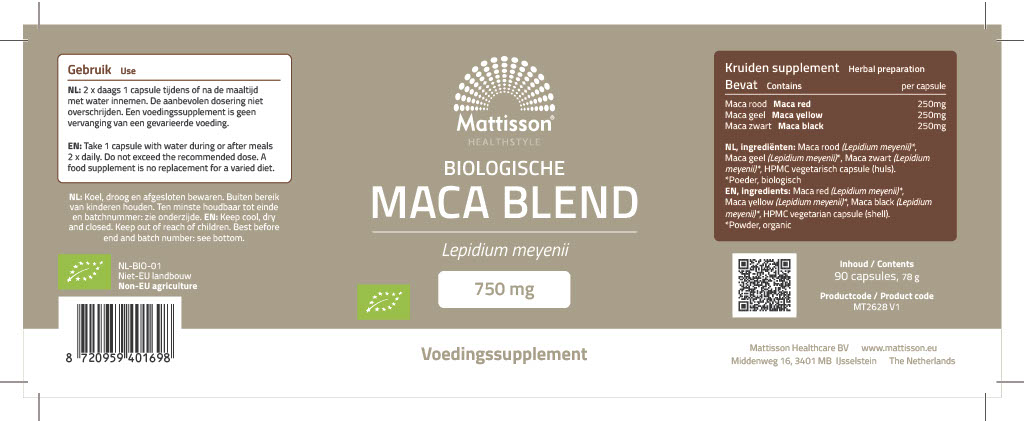 Mattisson Biologische Maca Blend 750Mg (90 capsules)