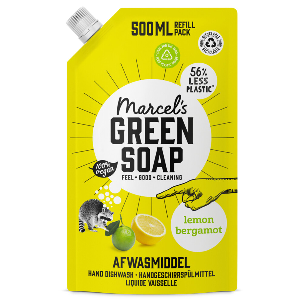 Marcel's Green Soap Afwasmiddel Lemon & Bergamot Navulling (500 ml)
