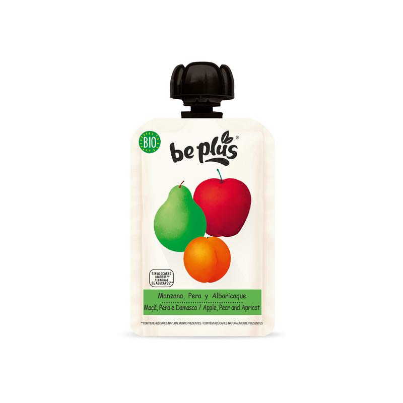 Be plus Knijpfruit 100% Apple Pear Apricot (100 gr)