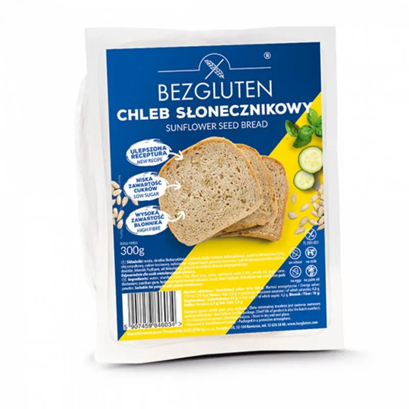 Bezgluten Zonnebloempittenbrood Gesneden Glutenvrij (300 gr)