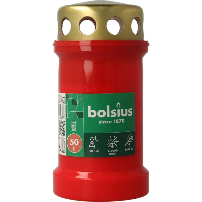 Bolsius Herdenkingslicht nr3 Rood Met Deksel (1 stuk)
