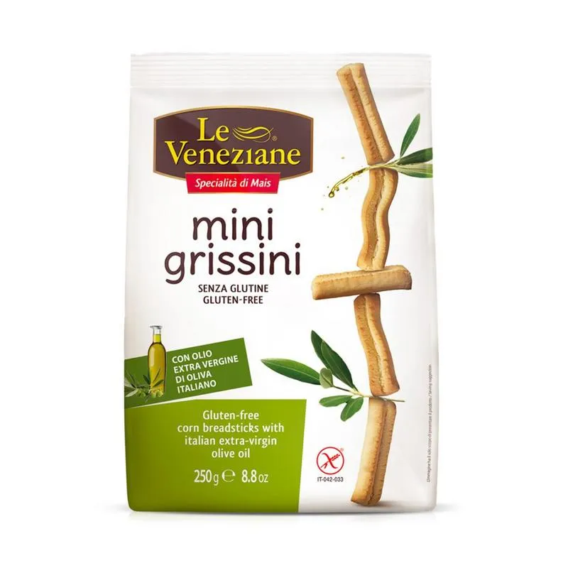Le Veneziane Mini Grissini Soepstengels Glutenvrij (250 gr)