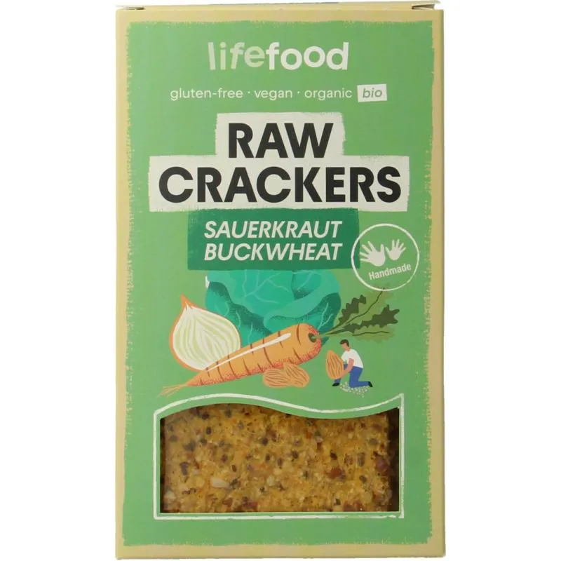Lifefood Life Crackers Zuurkool Boekweit Raw Bio (90 gr)