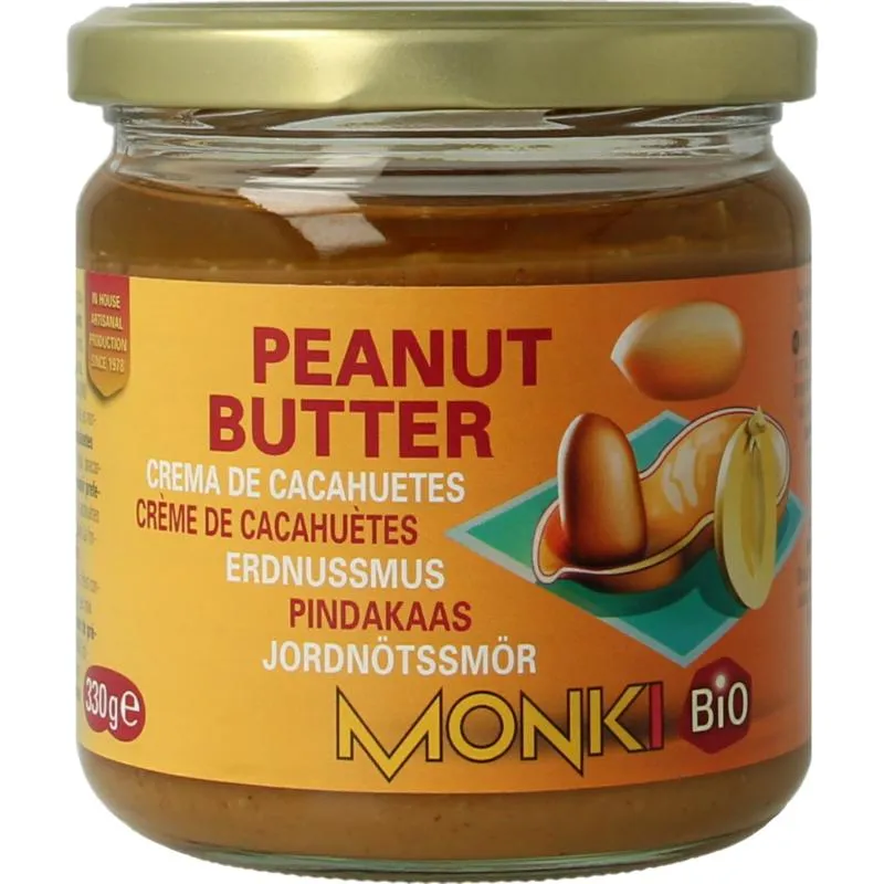Monki Pindakaas Zonder Zout Bio (330 gr)
