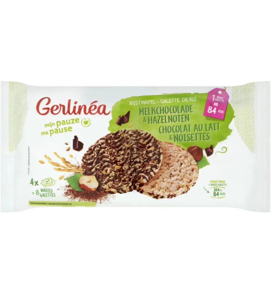 Gerlinéa Rijstwafel Melkchocolade En Hazelnoten (142 gr)