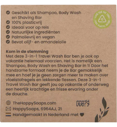 Happysoaps 3-in-1 Travel wash sweet (40 gr)