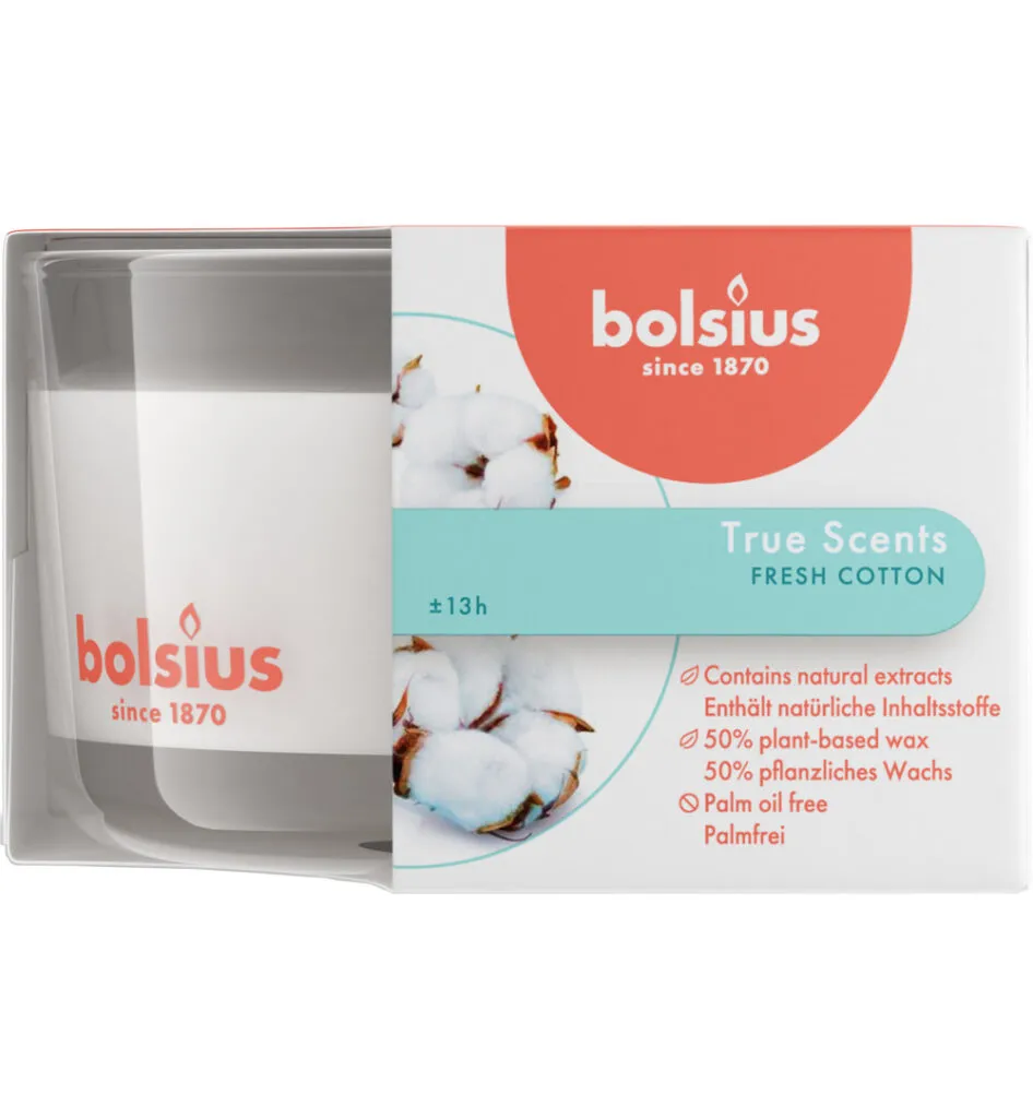 Bolsius True Scents gevuld geurglas 50/80 Fresh Cotton (1 stuk)