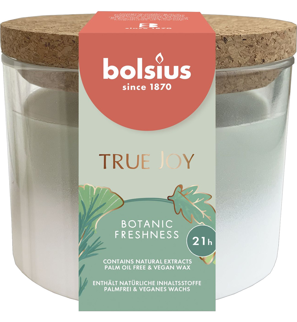 Bolsius True Joy geurglas met kurk 66/83 Botanic Freshness (1 stuk)