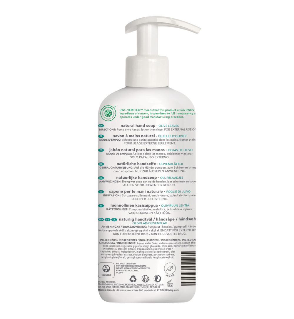 Attitude Super Leaves Handzeep olive leaves (473 ml)