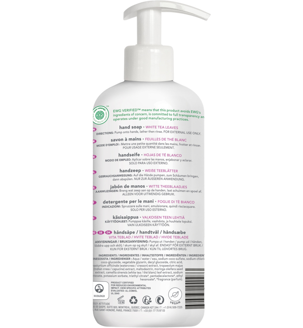 Attitude Super Leaves Handzeep white tea leaves (473 ml)