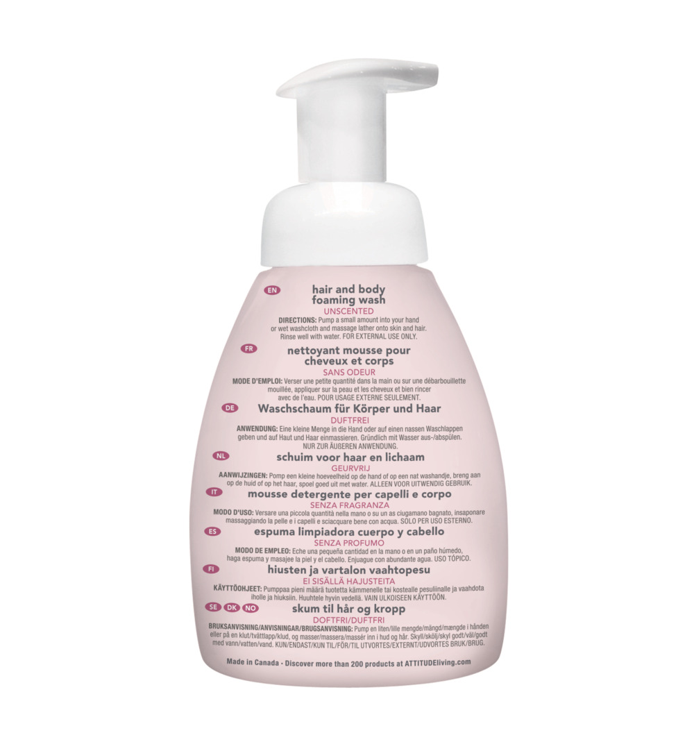 Attitude Baby Leaves 2in1 schuimende haar&body zeep parfum vrij (295 ml)