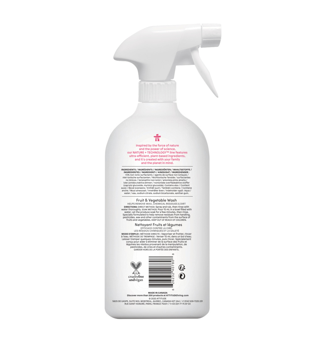 Attitude Nature+ Fruit en Groente Reiniger (800 ml) - image 3