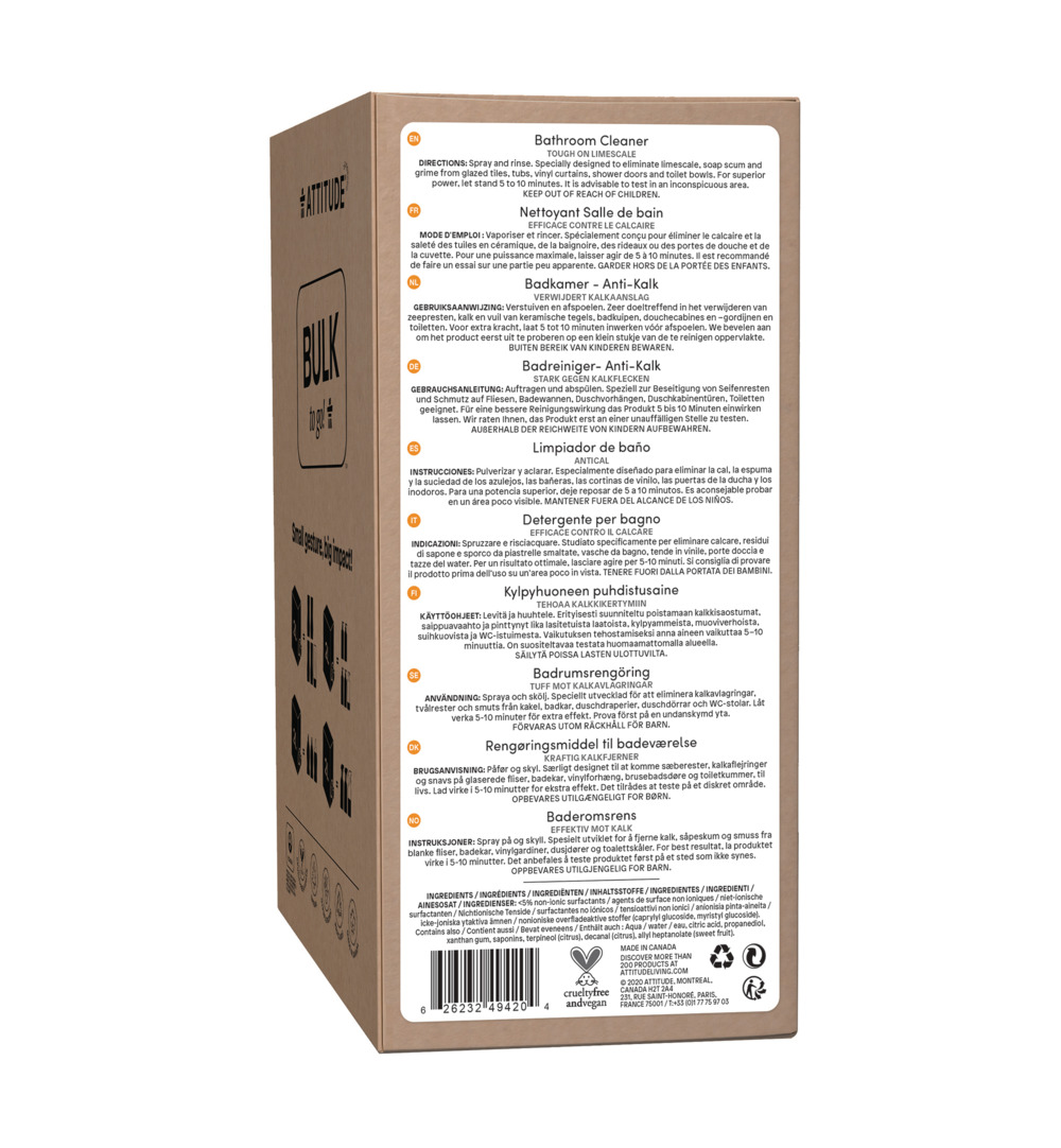 Attitude Nature+ Bulk2Go Badkamerreiniger Citrus Zest (2000 ml) - image 2