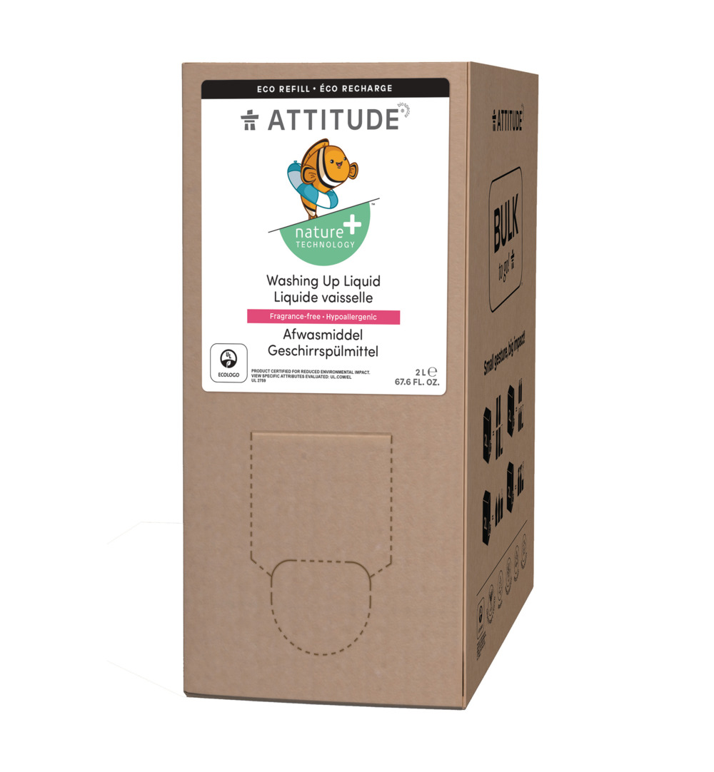 Attitude Nature+ Bulk2Go Afwasmiddel Parfum Vrij (2000 ml)