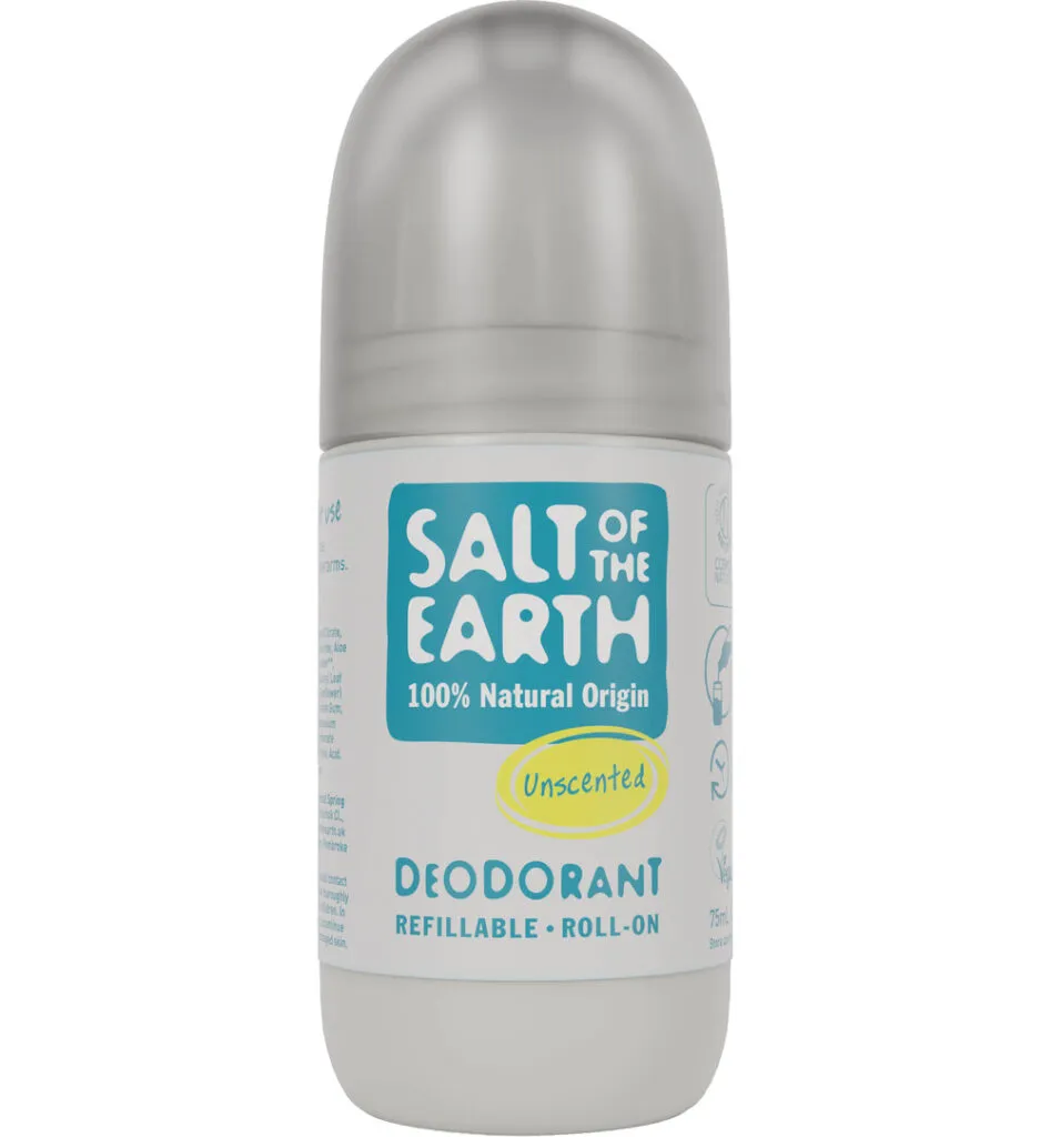 Salt Of The Earth Natural Deodorant Roll On, Unscented, Parfumvrij (75 ml)