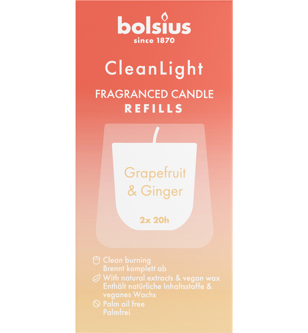 Bolsius Clean Light navullinggrapefruit / Ginger (2 stuks)