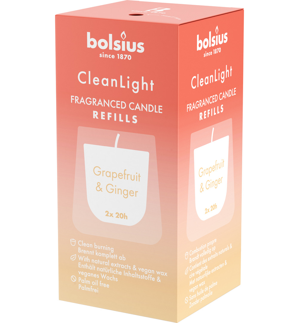 Bolsius Clean Light navullinggrapefruit / Ginger (2 stuks)
