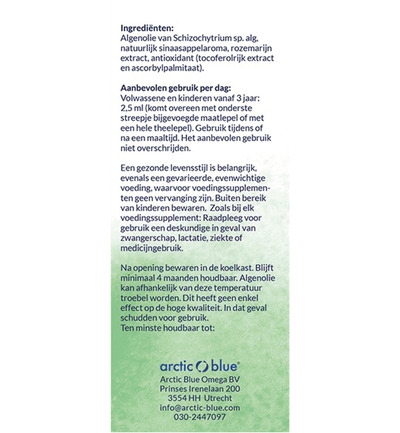 Arctic Blue Omega 3 Pure Algenolie Epa & Dha (150 ml) - image 3
