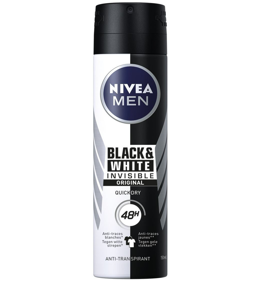 Nivea Men deodorant spray invisible black & white (150 ml)