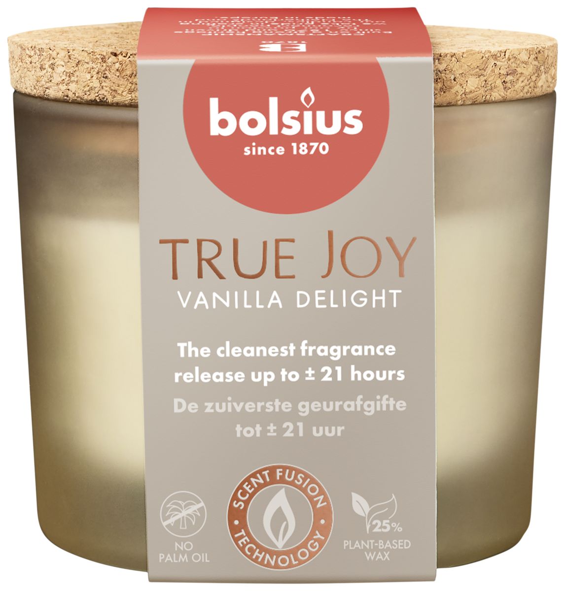 Bolsius Geurglas Met Kurk 66/83 True Joy Vanilla Delight (1 stuk)
