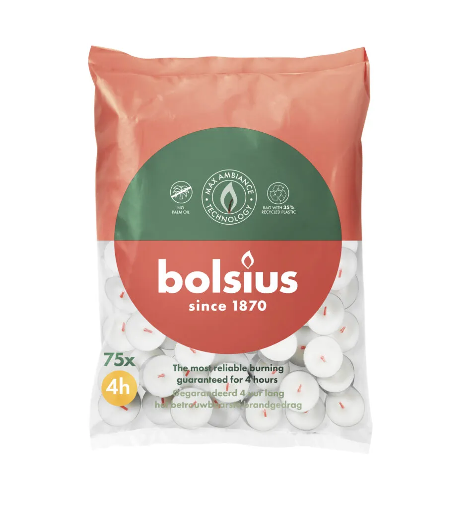 Bolsius Theelicht 4-Uur Zak (75 stuks)