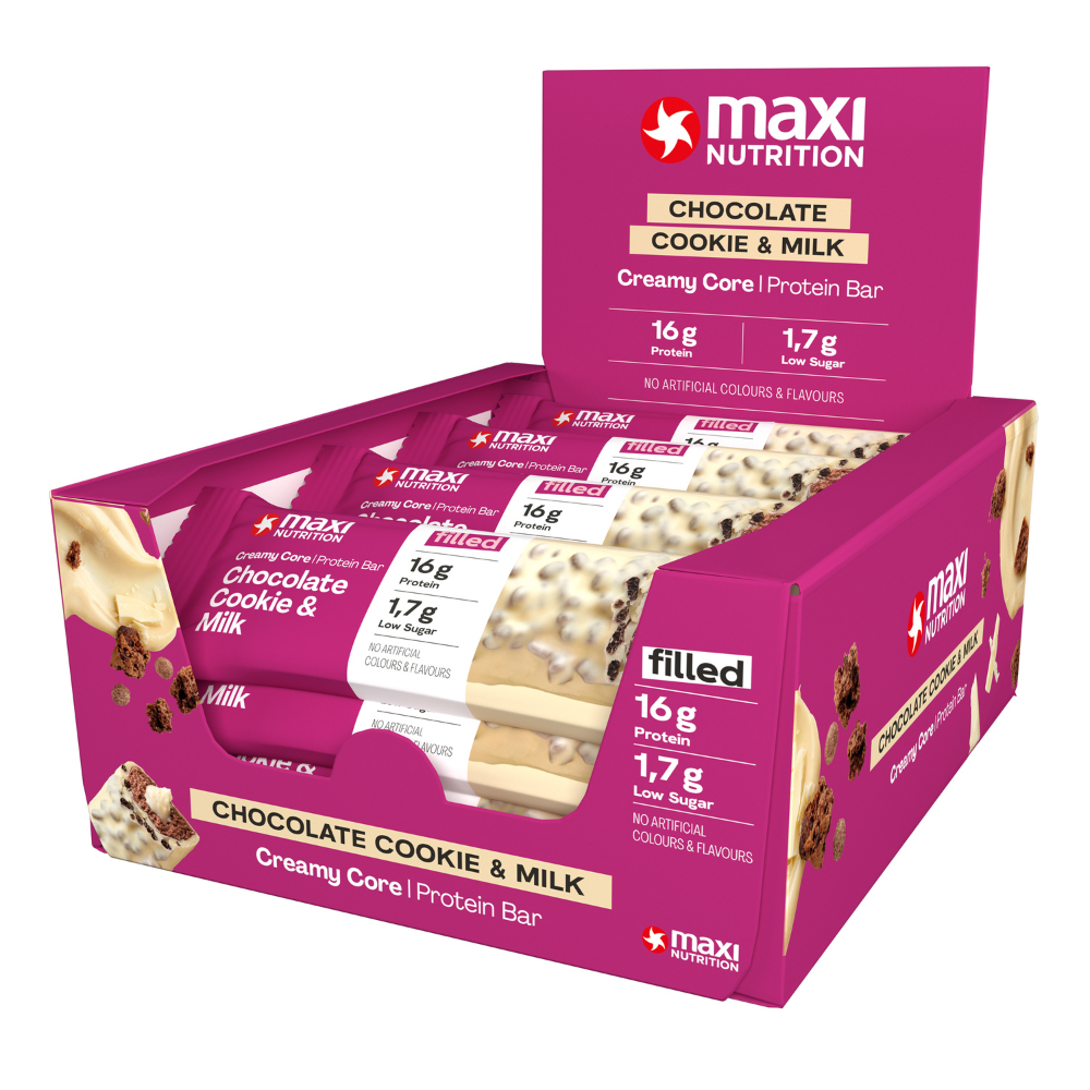 12x Maxi Nutrition Creamy Core Protein Bar Chocolate Cookie & Milk (45 gr)